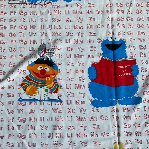 Vintage Sesame Street Coverlet quilt topper with fringe twin 76”x 108” ABCs - Picture 8 of 10